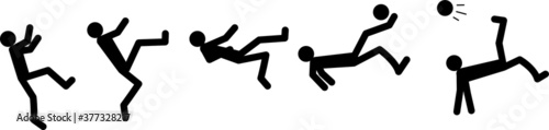 Step by step bicycle kick. Beach soccer bicycle kick, overhead kick or scissors kick. Football vector illustration theme.
