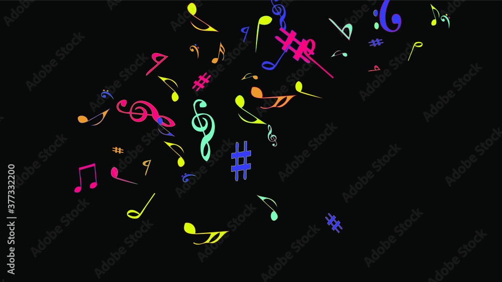 Fototapeta premium Musical Signs. Modern Background with Notes. Vector Element for Musical Poster, Banner, Advertising, Card. Minimalistic Simple Background. 