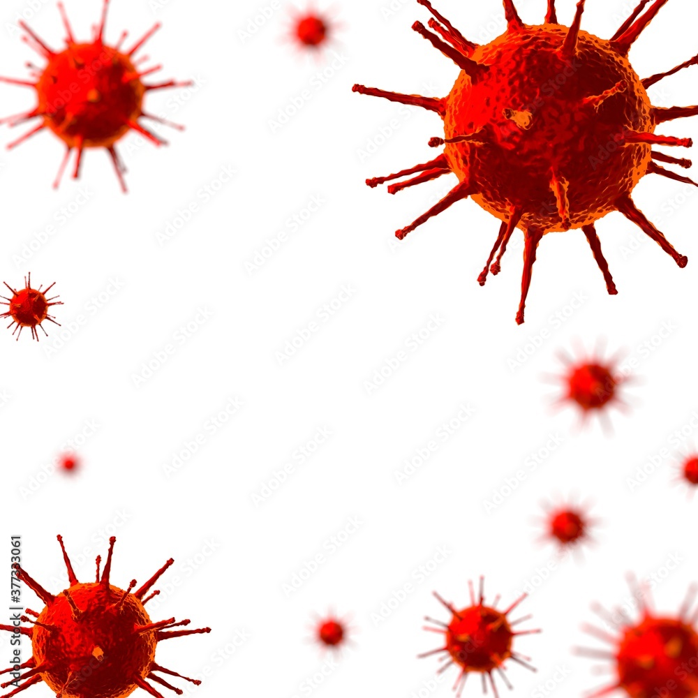Coronavirus, Covid-19, SARS-CoV-2 virus cells - 3D illustration Coronavirus, Covid-19, SARS-CoV-2 virus cells - 3D illustration