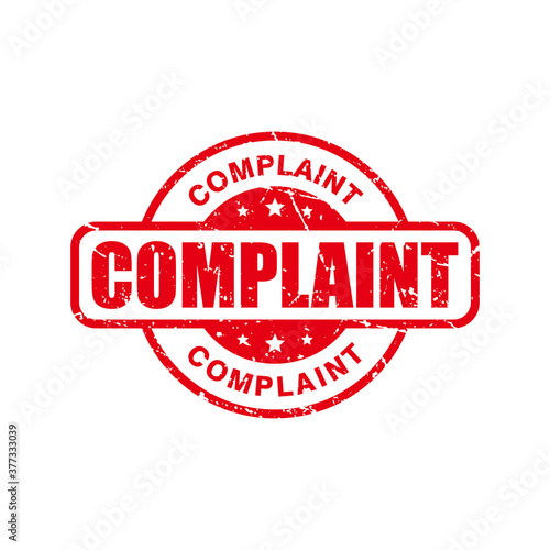 Abstract Red Grungy Complaint Rubber Stamps Sign with Circle Shape Illustration Vector, Complaint Text Seal, Mark, Label Design Template