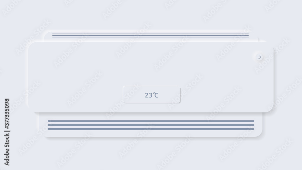 Icon air conditioner on white background in neumorphism style. For app. Vector Icon air conditioner on white background in neumorphism style. For app. Vector