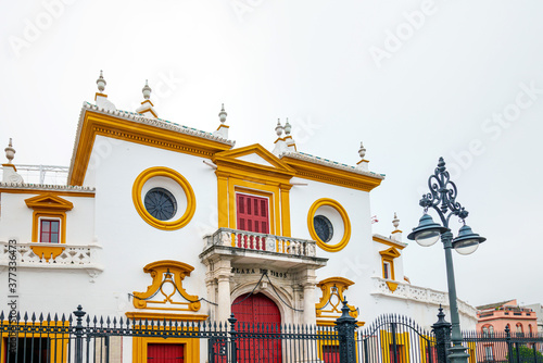 Andalusia style building in Seville city, Spain