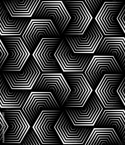 Vector geometric seamless pattern. Modern geometric background  with hexagonal tiles.