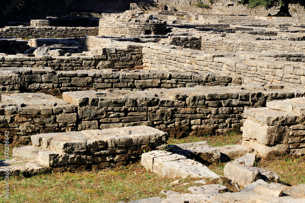 ruins of walls , Byzantine castrum in N.P. Brioni, Croatia