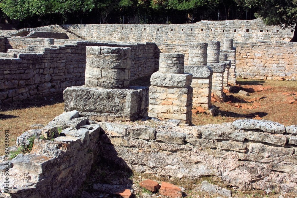 pillars in the Byzantine castrum in N.P. Brioni, Croatia