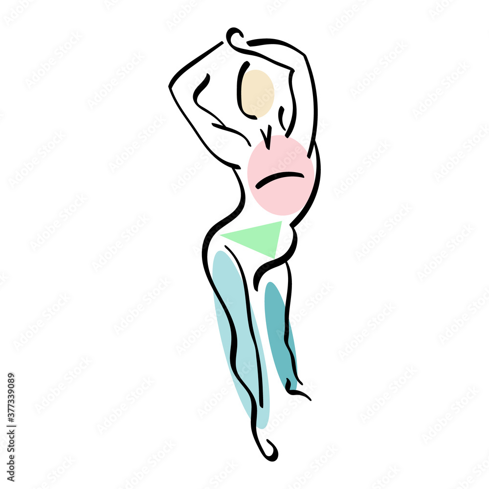 Woman sketch with lines and geometric shapes isolated on white background. Vector illustration. Woman sketch with lines and geometric shapes isolated on white background. Vector illustration.