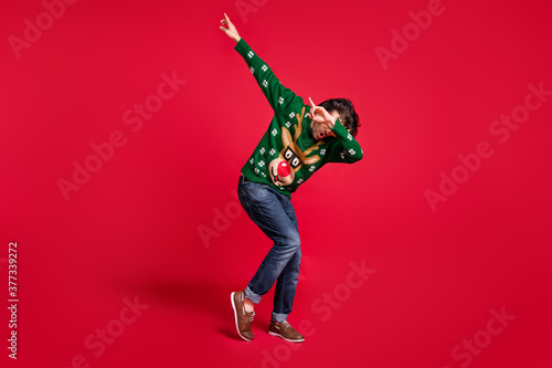Obraz na plátně Full length body size view of his he nice attractive playful positive energetic
