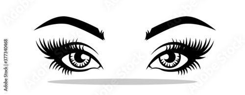 Woman's eyes icon in trendy flat style. Luxurious make up and lashes symbol for your web site design, logo, app, UI Vector EPS 10. 