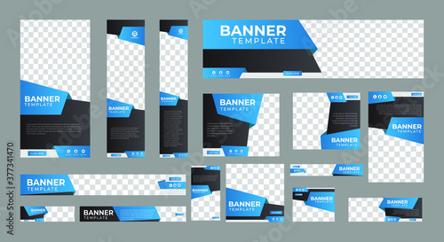 set of corporate web banners of standard size with a place for photos. Vertical, horizontal and square template. vector illustration EPS 10