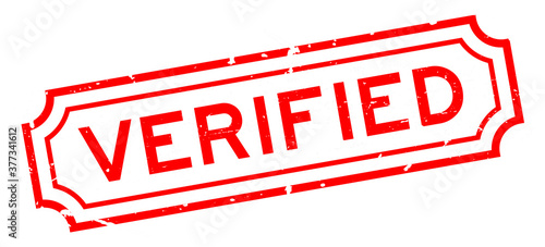 Grunge red verified word rubber seal stamp on white background