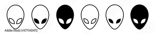 Set icons. Extraterrestrial alien face or head symbol flat icon for apps and websites. Vector illustration. 