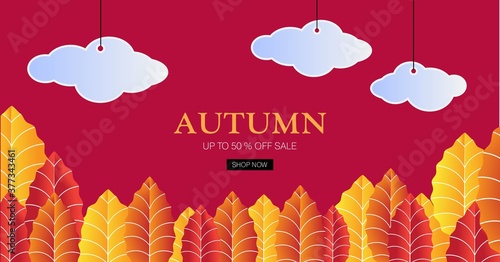 Autumn poster banner background. Vector.