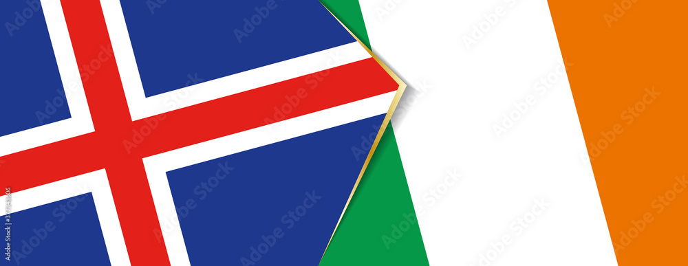 Iceland and Ireland flags, two vector flags.