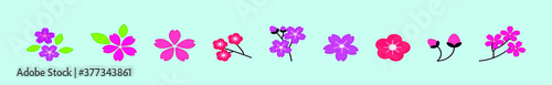 set of cherry blossom cartoon icon design template with various models. vector illustration