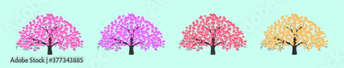 set of cherry blossom cartoon icon design template with various models. vector illustration