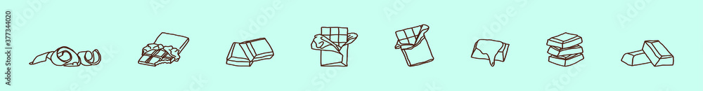 set of product from chocolate cartoon icon design template with various models. vector illustration