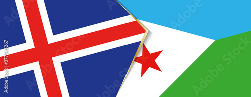 Iceland and Djibouti flags, two vector flags.
