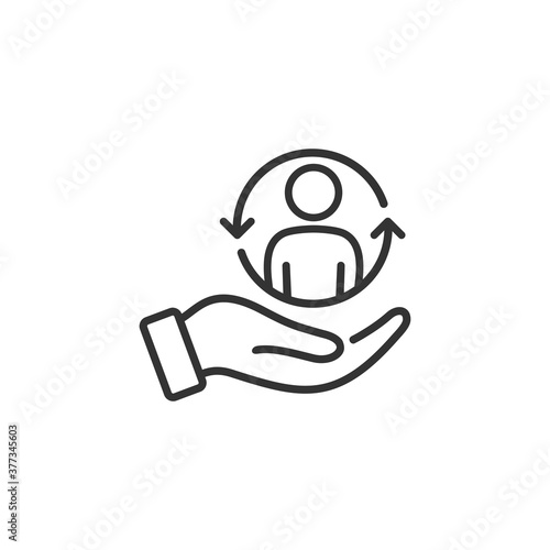 customer care icon in thin line style,  customer inclusive service, line symbol isolated on white background 