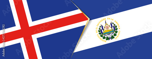 Iceland and El Salvador flags, two vector flags.