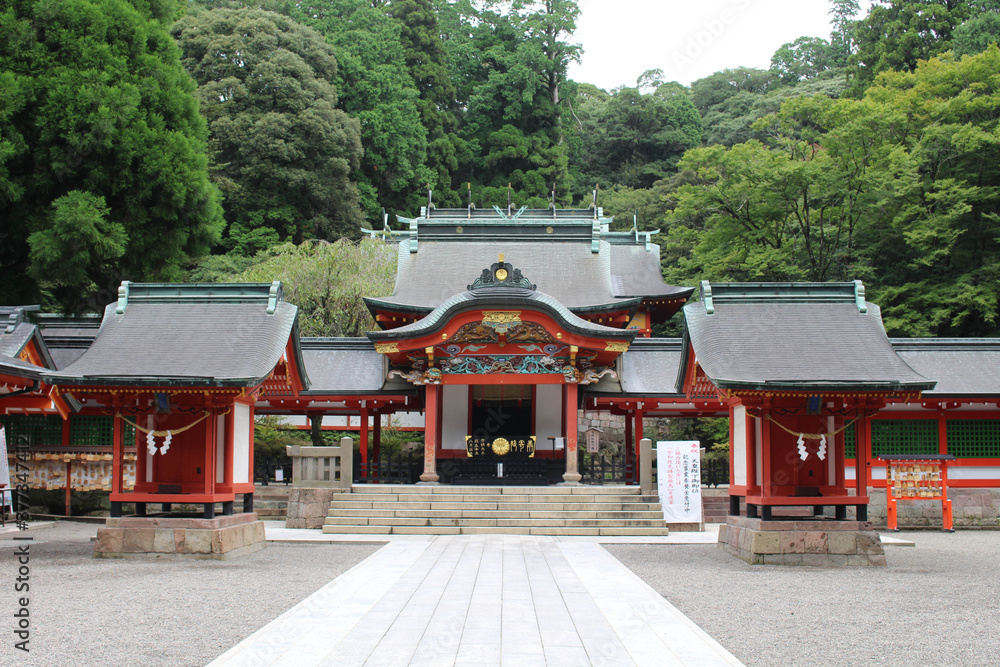 Main temple of Kirishima Jingu Shrine in Kagoshima Main temple of Kirishima Jingu Shrine in Kagoshima