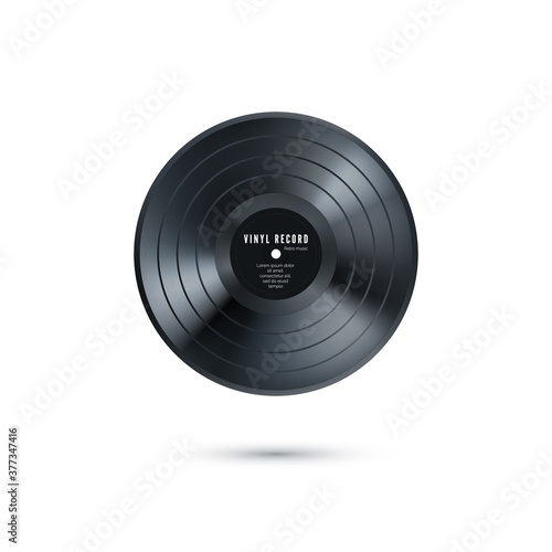 Vinyl music record. Realistic vintage gramophone disc mockup. Vector illustration