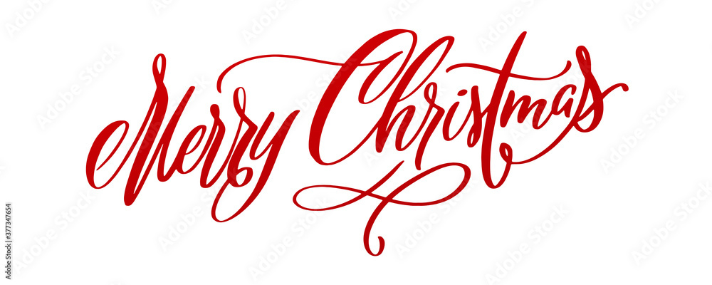 Merry Christmas and Happy New Year lettering for greeting card or banner, website