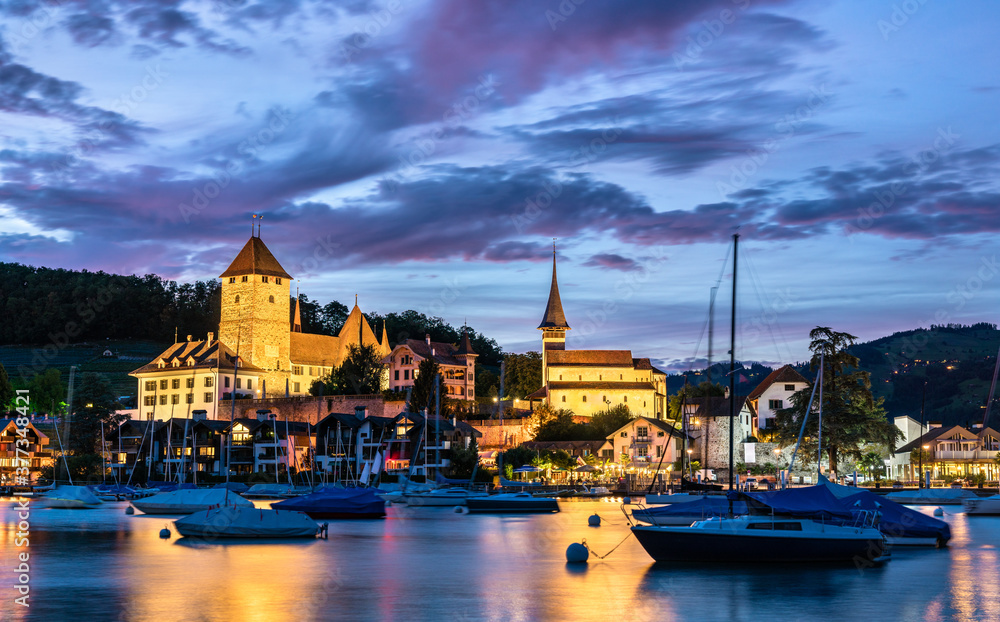 Spiez Castle on lake Thun in Switzerland Spiez Castle on lake Thun in Switzerland