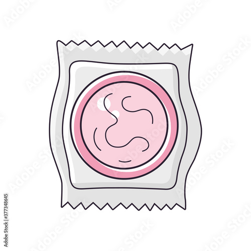 Pink condom package isolated