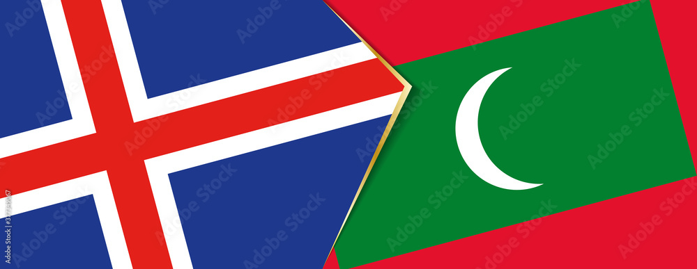 Iceland and Maldives flags, two vector flags.