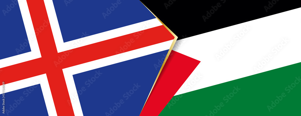 Iceland and Palestine flags, two vector flags.