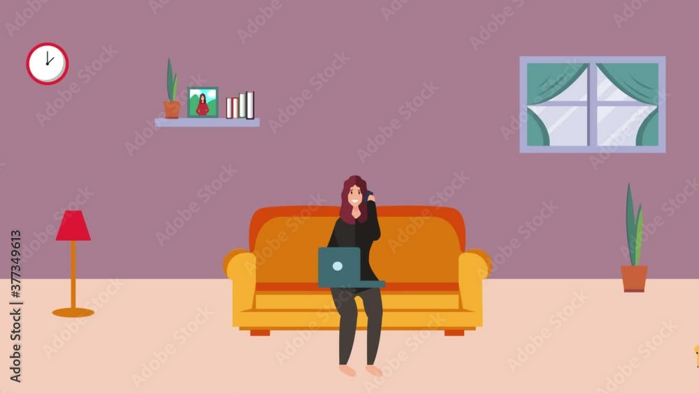 Young woman working and doing quarantine at home Young woman working and doing quarantine at home