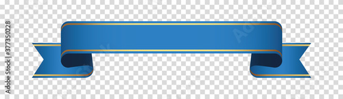 blue ribbon banner label on transparent background	
