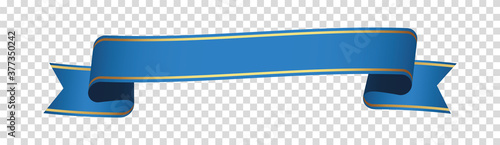 blue ribbon banner label on transparent background	
