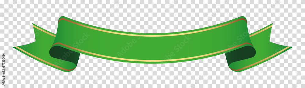 green ribbon banner label on transparent background Stock Vector