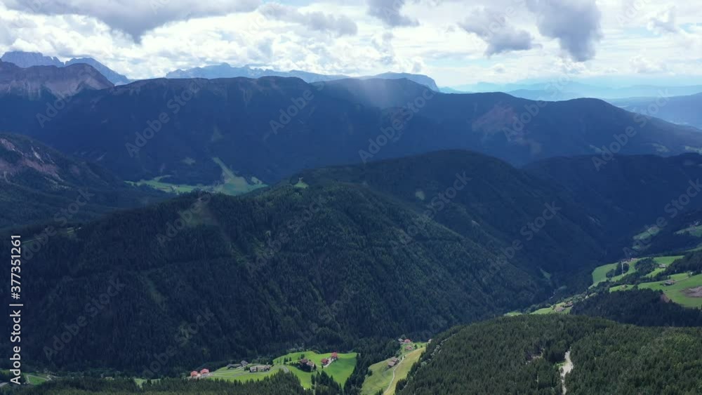 Drone flight over Seiser Alm in South Tyrol in Italy Drone flight over Seiser Alm in South Tyrol in Italy