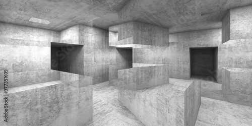 Abstract gray concrete room interior background 3 d