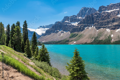 Bow Lake and Glacier in Crowfoot Mountain in Canada's Banff National Park, Canada