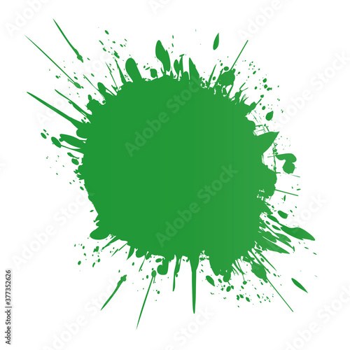 green round brush painted ink stamp circle banner on white background 