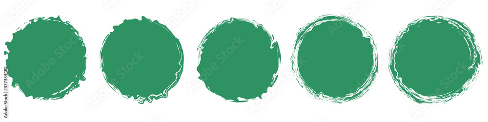 green round brush painted ink stamp circle banner on white background	

