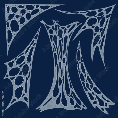 Creepy Halloween spider web clipart set. Spooky cobweb in corner vector illustration pack. Cartoon fake hand made spiderweb transparent elements