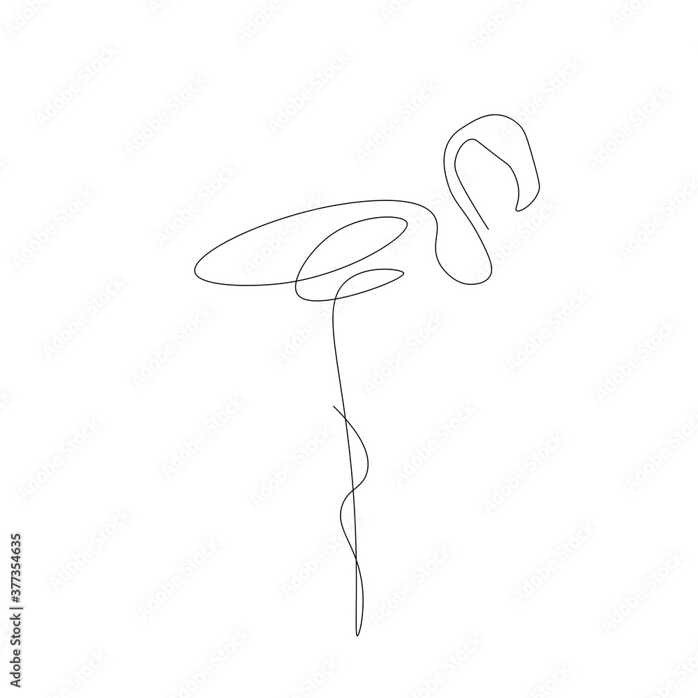 Fototapeta premium Flamingo line drawing, vector illustration