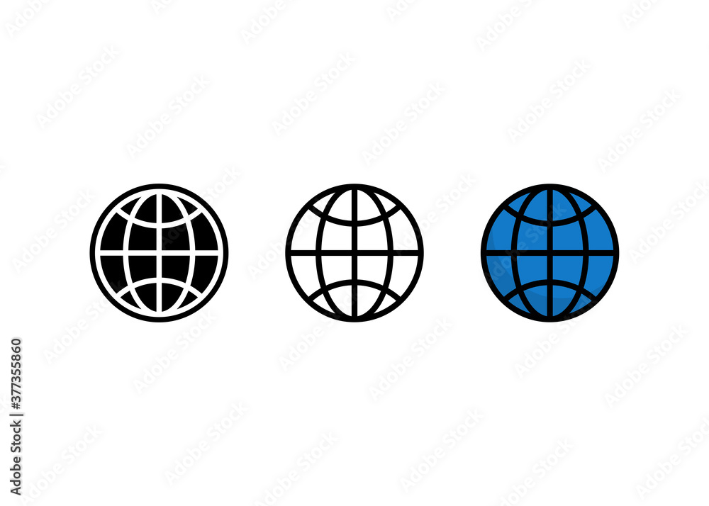 Globe icon set, go to web icon vector Globe icon set, go to web icon vector