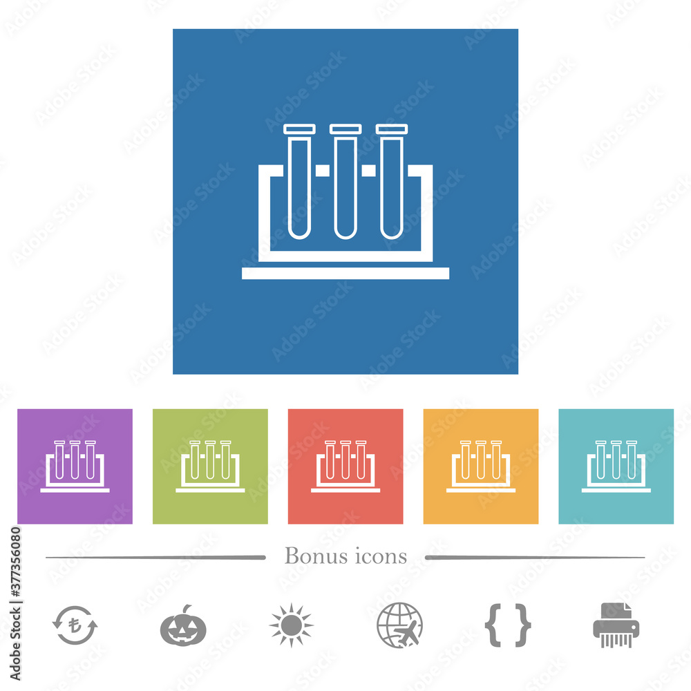 Chemistry flat white icons in square backgrounds Chemistry flat white icons in square backgrounds
