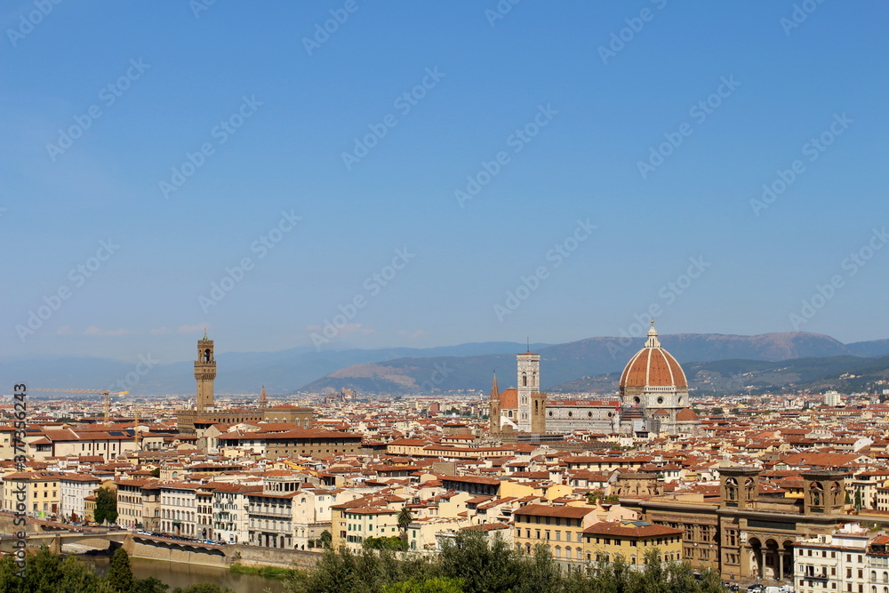 Florence with the Duomo and Palazzo Vecchio seen from Piazzale Michelangelo