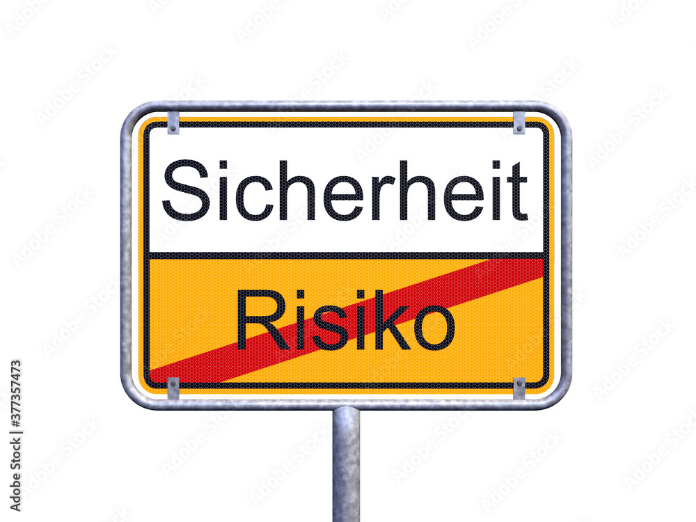 3d Illustration - Ortsschild - Ortstafel - Sicherheit - Risiko - Freisteller - Freigestellt 3d Illustration - Ortsschild - Ortstafel - Sicherheit - Risiko - Freisteller - Freigestellt