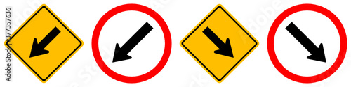 Keep left and right traffic road sign vector set isolated on white background