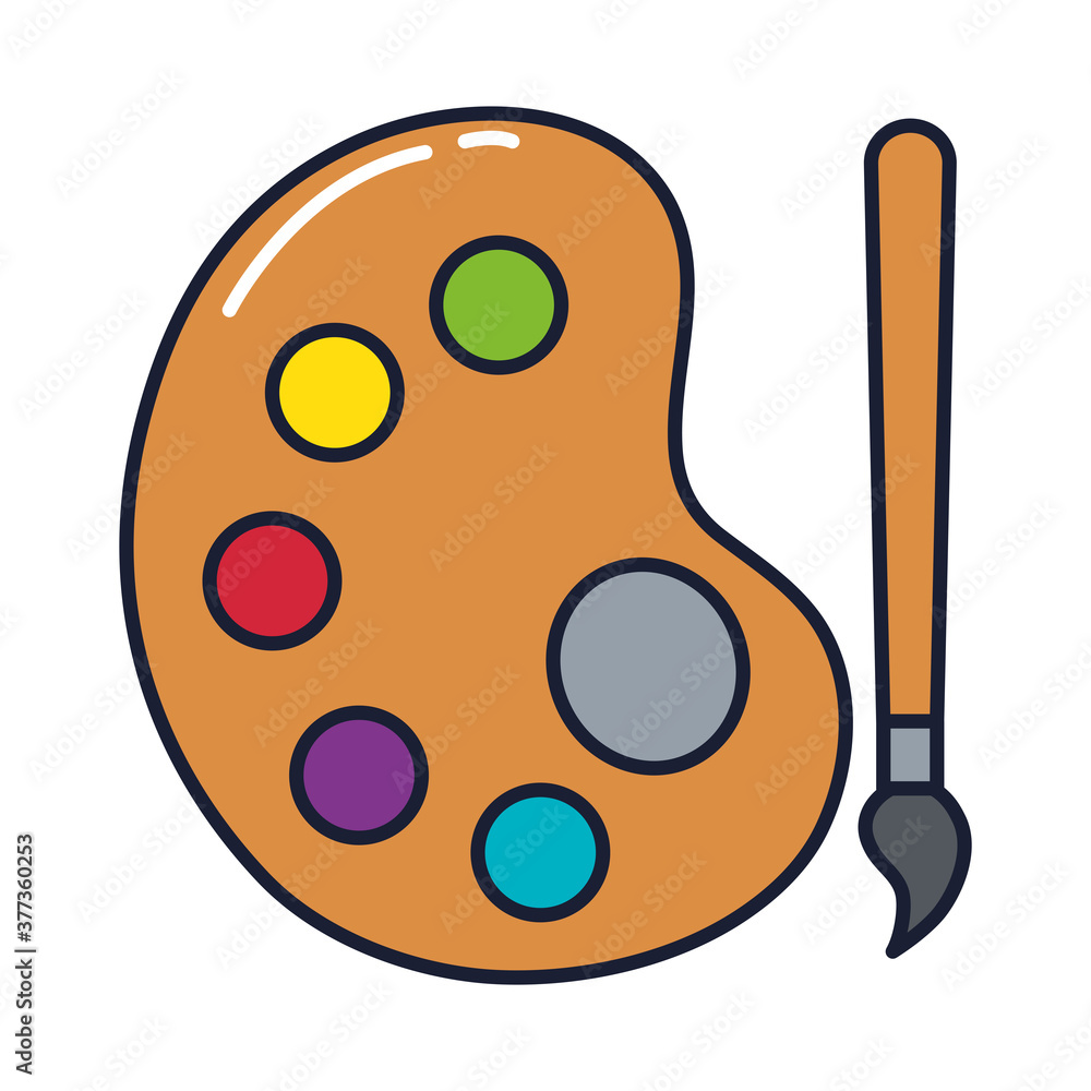 paint palette with brush, line and fill style icon vector illustration design paint palette with brush, line and fill style icon vector illustration design