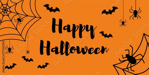 Happy Halloween hand drawn doodle lettering label art banner poster template