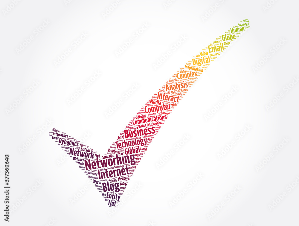 Networking check mark word cloud collage, technology concept background Networking check mark word cloud collage, technology concept background