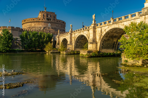 Castel Sant'Angelo Castle, Sant'Angelo Bridge over Tiber River. 